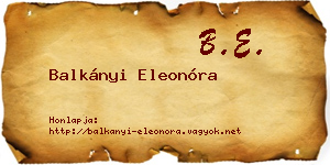Balkányi Eleonóra névjegykártya